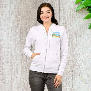 Kinder, die im Sommer im tropischen Beach Fun surf Hoodie