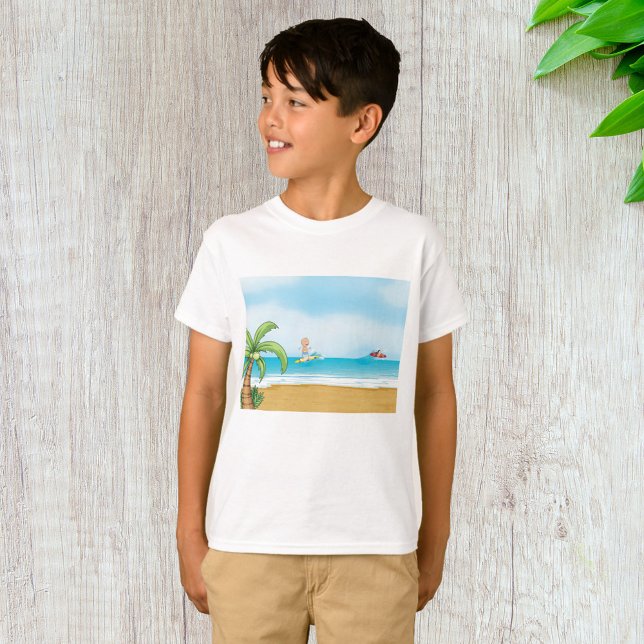 Kinder, die im Sommer im tropischen Beach Fun surf T-Shirt (Von Creator hochgeladen)