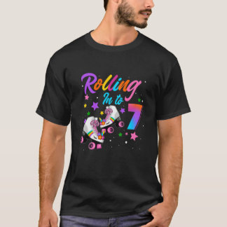 Kinder, die in 7 Jahre alten Roller Skate Mädchen  T-Shirt