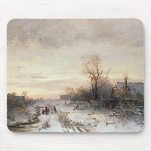 Kinder, die in einer Winterlandschaft spielen Mousepad