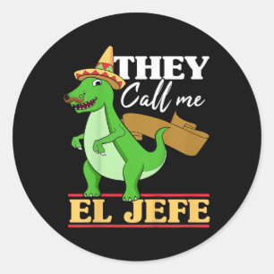 Kinder, die mich El Jefe Cinco De Mayo Dinosaurier Runder Aufkleber