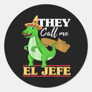 Kinder, die mich El Jefe Cinco De Mayo Dinosaurier Runder Aufkleber