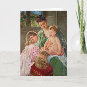 Kinder, die mit einem Hund von Mary Cassatt spiele Karte