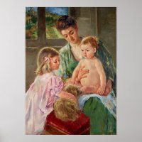 Kinder, die mit einem Hund von Mary Cassatt spiele