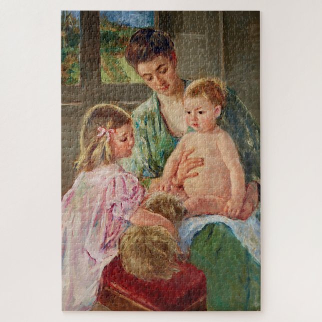 Kinder, die mit einem Hund von Mary Cassatt spiele Puzzle (Vertikal)