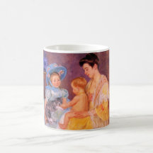 Kinder, die mit einer Katze spielen (von Mary Cass