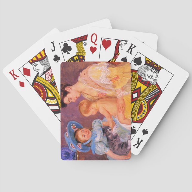 Kinder, die mit einer Katze spielen (von Mary Cass Spielkarten (Rückseite)