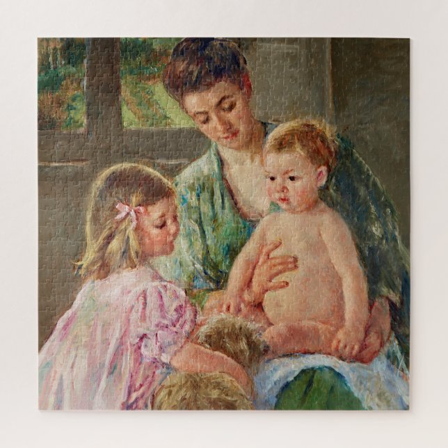 Kinder, die mit Hund spielen von Mary Cassatt Puzzle (Vertikal)