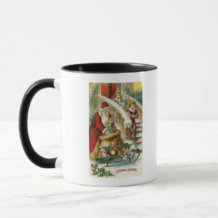 Kinder, die nach Greet Santa laufen Tasse