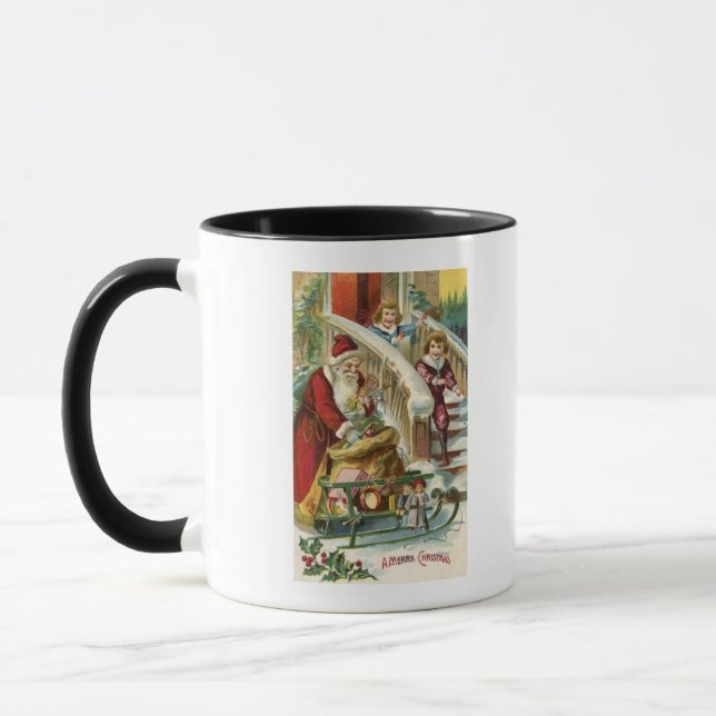 Kinder, die nach Greet Santa laufen Tasse (Links)
