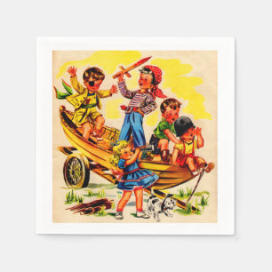 Kinder, die Piraten spielen Serviette