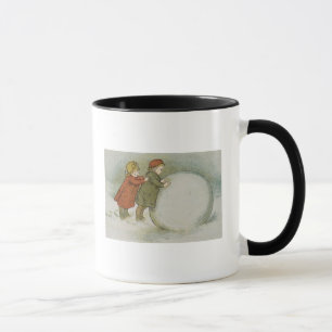 Kinder, die Schneebälle rollen Tasse