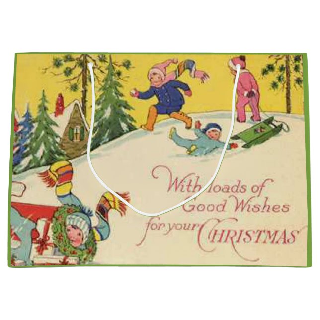 Kinder, die sich auf einem schneebedeckten Hügel n Große Geschenktüte (Vorderseite)