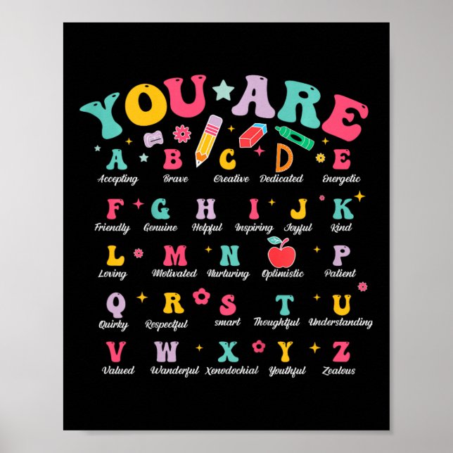 Kinder, die Sie sind Briefe Alphabet Abcs School S Poster (Vorne)
