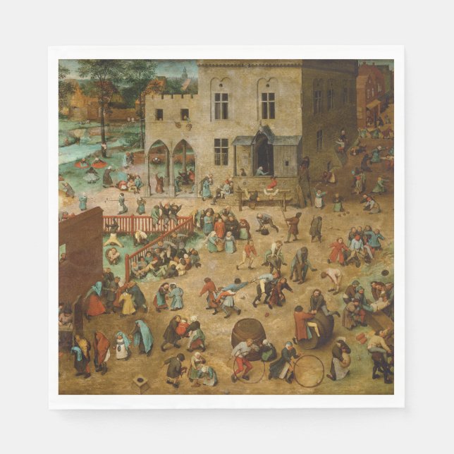 Kinder, die Spiele spielen (Pieter Bruegel der Ält Serviette (Vorderseite)