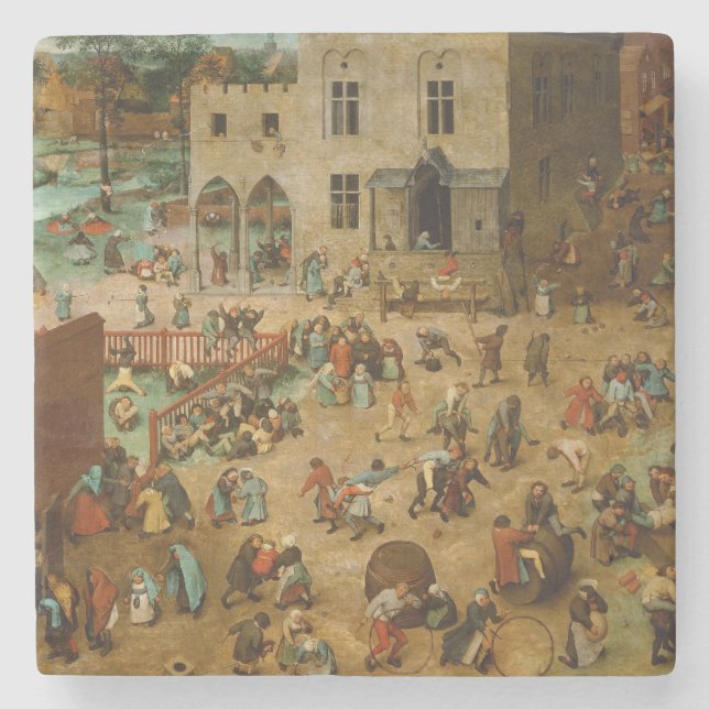 Kinder, die Spiele spielen (Pieter Bruegel der Ält Steinuntersetzer (Vorderseite)