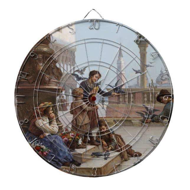 Kinder, die Tauben in Venedig Gefüttert haben (von Dartscheibe (vorne)