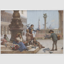 Kinder, die Tauben in Venedig Gefüttert haben (von