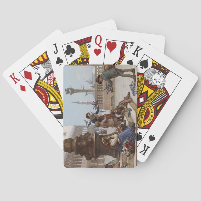 Kinder, die Tauben in Venedig Gefüttert haben (von Spielkarten (Rückseite)