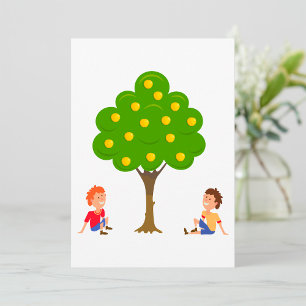 Kinder, die unter einem Apfelbaum sitzen Einladung