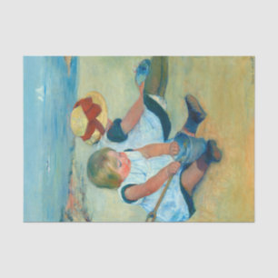 Kinder, die von Mary Cassat am Strand spielen Seidenpapier
