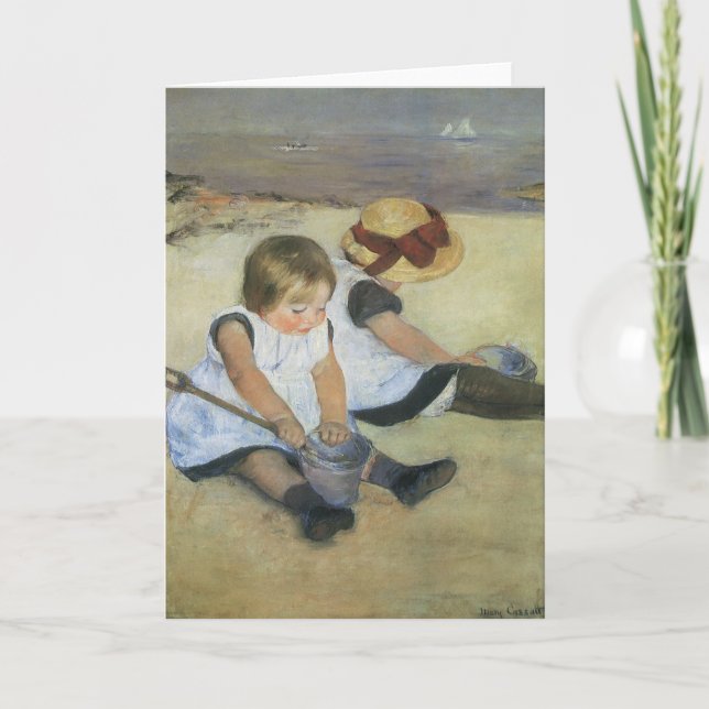 Kinder, die von Mary Cassatt am Strand spielen Karte (Vorderseite)