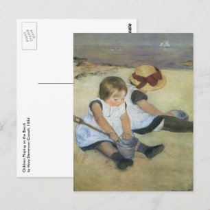 Kinder, die von Mary Cassatt am Strand spielen Postkarte