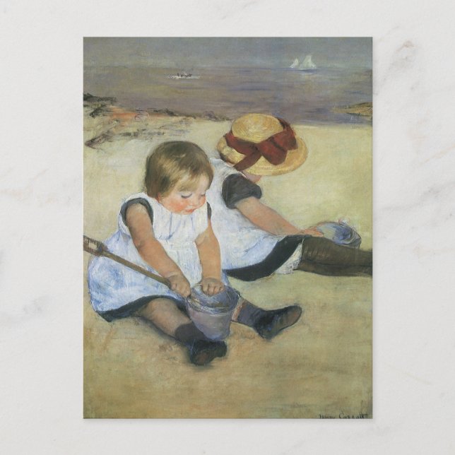Kinder, die von Mary Cassatt am Strand spielen Postkarte (Vorderseite)