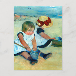 Kinder, die von Mary Cassatt am Strand spielen Postkarte
