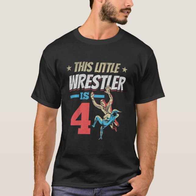Kinder dieser kleine Ringer ist 4 Wrestling Geburt T-Shirt (Vorderseite)