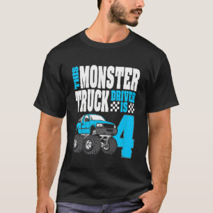 Kinder Dieser Monster-Lkw-Fahrer ist am 4. Geburts T-Shirt