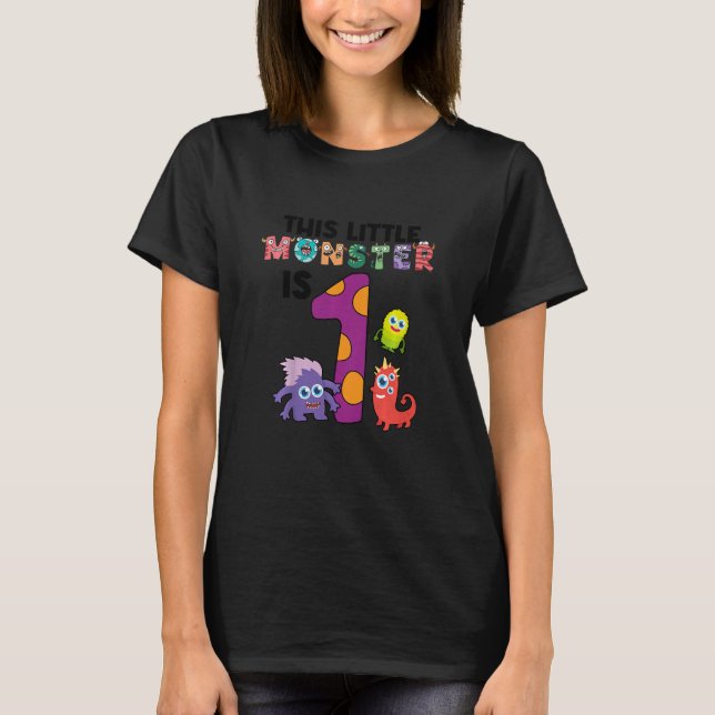 Kinder Dieses kleine Monster ist 1 Jahr alt 1. Geb T-Shirt (Vorderseite)