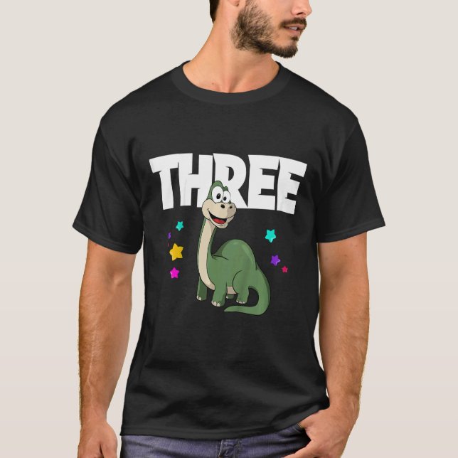 Kinder Dinosaurier 3. Geburtstag T-Shirt (Vorderseite)
