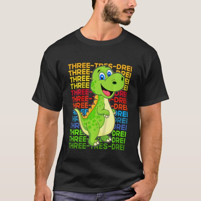 Kinder Dinosaurier 3. Geburtstag T-Shirt (Vorderseite)