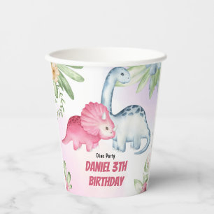 Kinder Dinosaurier 3. Geburtstags-Party Pappbecher