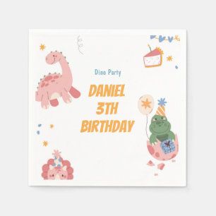 Kinder Dinosaurier 3. Geburtstags-Party Serviette