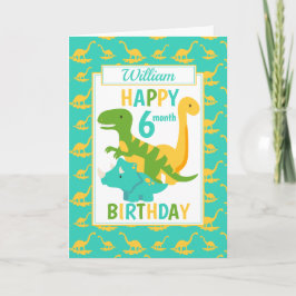 Kinder Dinosaurier 6 Monate Geburtstag Blau Karte