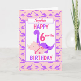 Kinder Dinosaurier 6 Monate Geburtstag Pink Karte