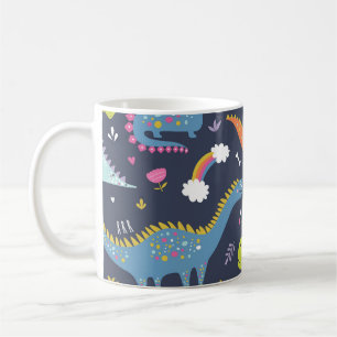 Kinder Dinosaurier: Farbenfrohe Vintage Muster Kaffeetasse