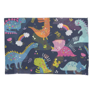 Kinder Dinosaurier: Farbenfrohe Vintage Muster Kissenbezug