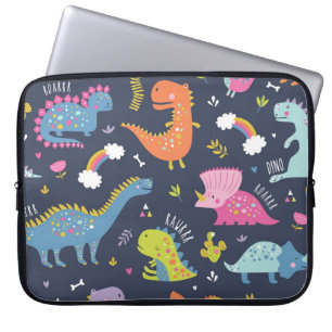 Kinder Dinosaurier: Farbenfrohe Vintage Muster Laptopschutzhülle