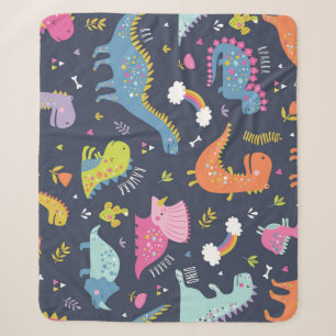 Kinder Dinosaurier: Farbenfrohe Vintage Muster Sherpadecke