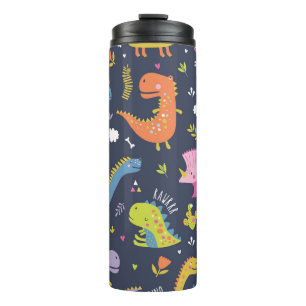 Kinder Dinosaurier: Farbenfrohe Vintage Muster Thermosbecher