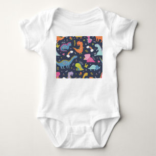 Kinder Dinosaurier: Farbige Vintage-Muster Baby Strampler