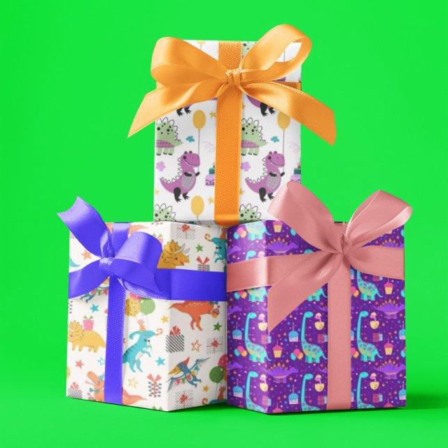 Kinder-Dinosaurier-Geburtstag  Geschenkpapier Set (Von Creator hochgeladen)
