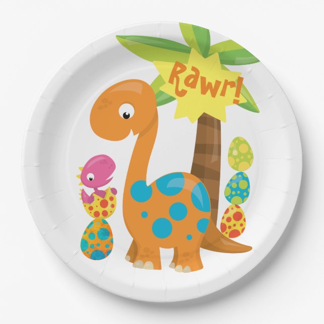 Kinder Dinosaurier Ostereier Party Personalisiert Pappteller (Vorderseite)
