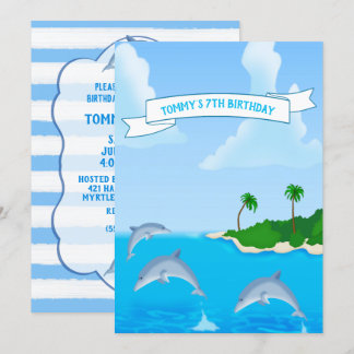 Kinder Dolphin Geburtstagsparty Einladungen