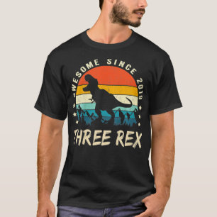 Kinder Drei Rex 3. Geburtstag Dritter Dinosaurier T-Shirt