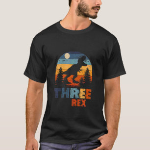 Kinder Drei Rex 3. Geburtstag Dritter Dinosaurier T-Shirt