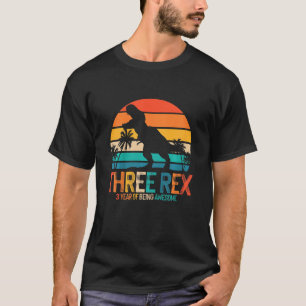 Kinder Drei Rex 3. Geburtstag Dritter Dinosaurier T-Shirt